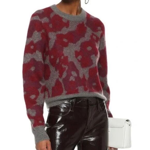 Rag & Bone Leopard‎ print mohair blend Maroon grey sweater size Large $395 - Picture 1 of 6